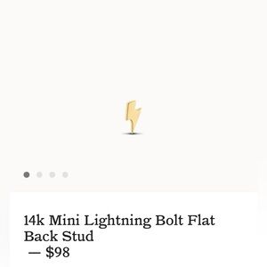 Rowan 14k Gold Lightning Bolt Flat Back Stud Earrings (Pair) Hypoallergenic, New